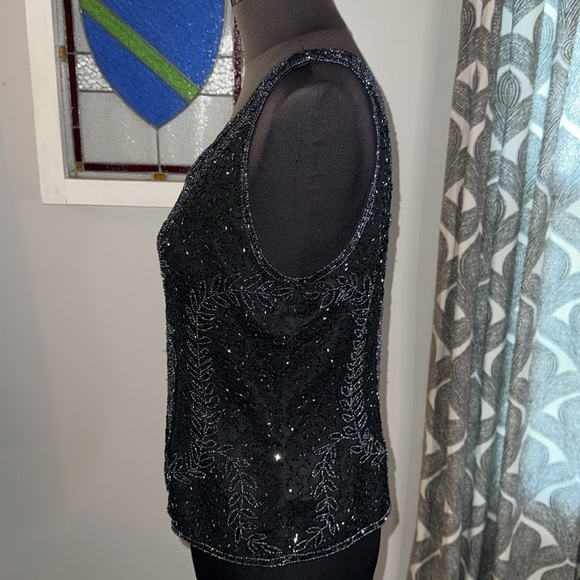 Mark & John by Gopal Vintage 100% Silk Beaded Tank Medium - Picture 3 of 8